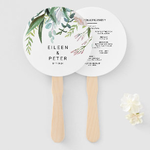 Charming Tropical Floral and Greenery Wedding Hand Fan