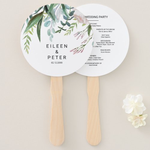 Charming Tropical Floral and Greenery Wedding Hand Fan