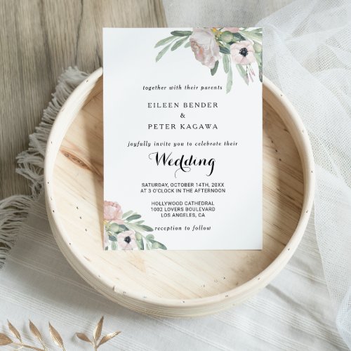 Charming Tropical Floral and Greenery Wedding Invitation