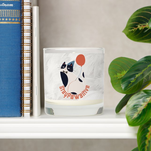 Charming Tuxedo Cat Stay Pawsitive Scented Jar Can Scented Candle (Shelf)