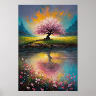 Charming Twilight, Lone Cherry Blossom Poster