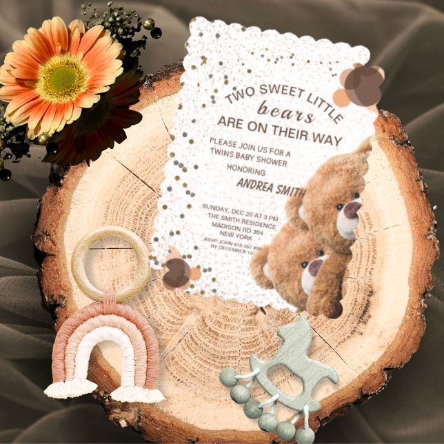 Charming Twin Bears Baby Shower Invitation (Creator Uploaded)