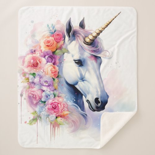 Charming Unicorn Sherpa Blanket