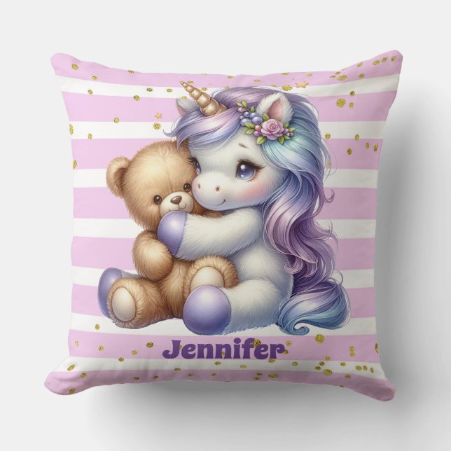 Charming Unicorn Throw Pillow (Front)