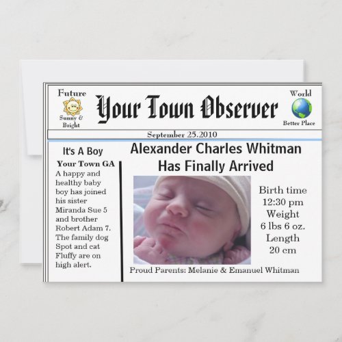 Charming &amp; Unique Baby Birth Announcement