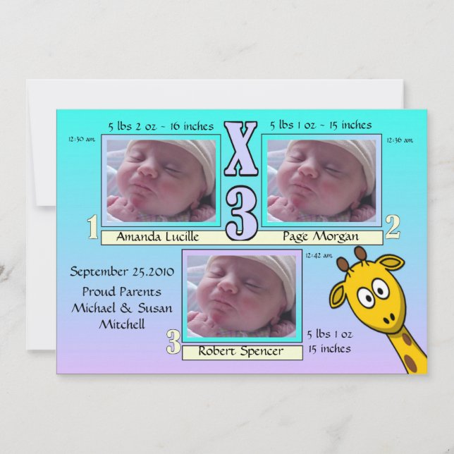 Charming & Unique Baby Birth Announcement (Front)