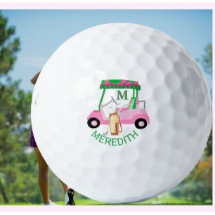 Charming Unique Golf Cart Clubs Monogram Name  Balls