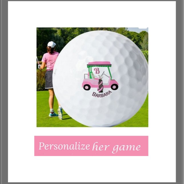 Charming Unique Golf Cart Clubs Monogram Name Golf Balls (Creator Uploaded)