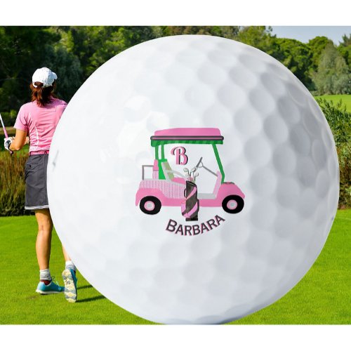 Charming Unique Golf Cart Clubs Monogram Name Golf Balls