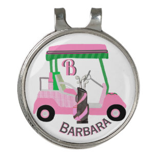 Charming Unique Golf Cart Clubs Monogram Name  Hat Clip