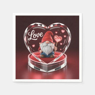 Charming Valentine Gnome in Crystal Heart Display  Napkins