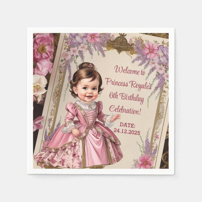Charming Victorian 6th Birthday  Napkins (Front)