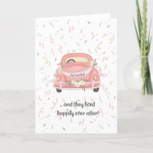 Charming Vintage Car Congratulations Wedding Card
