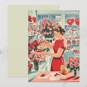 Charming Vintage Flower Shop Scene Invitation