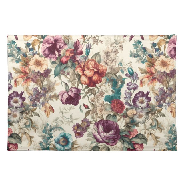 Charming Vintage Inspired Floral Cloth Placemat (Front)