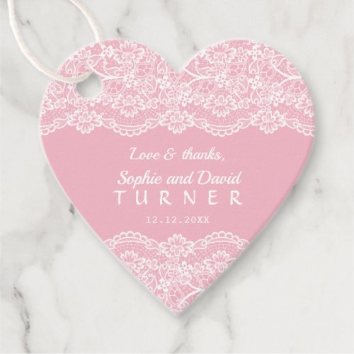 Charming Vintage Lace Pink Wedding Favor Tags