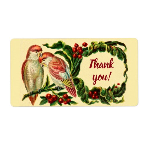 Charming Vintage Love Birds Thank You Sticker