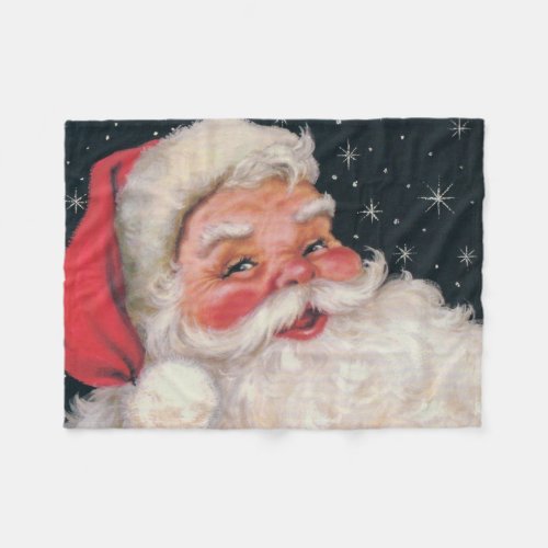 Charming Vintage Santa Claus Fleece Blanket