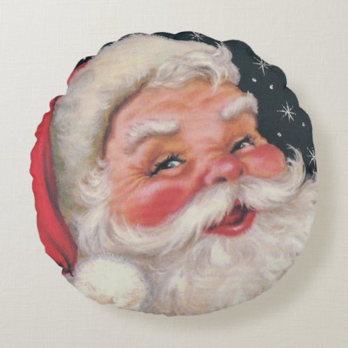 Charming Vintage Santa Claus Round Pillow