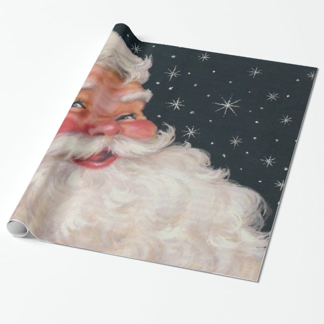 Charming Vintage Santa Claus Wrapping Paper (Unrolled)