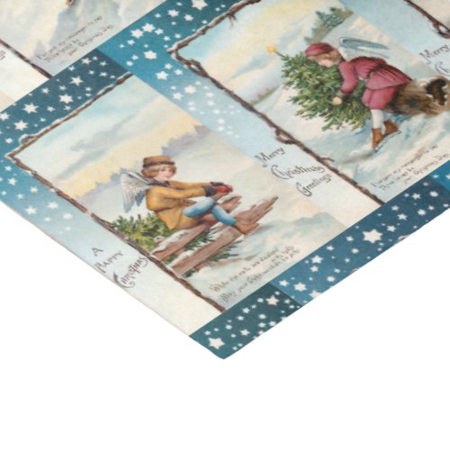 Charming Vintage Winter Angels in Snow Tissue Paper