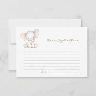 Charming Watercolor Baby Elephant Time Capsule Advice Card