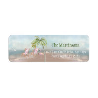 Charming Watercolor Beach Seascape Return Address