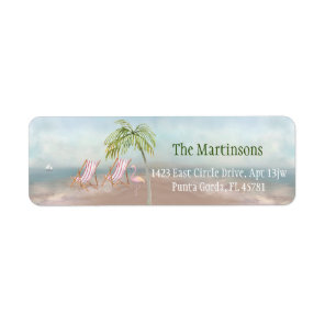 Charming Watercolor Beach Seascape Return Address Label