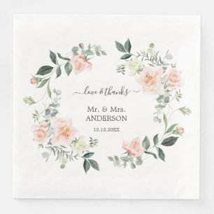 Charming Watercolor Blush White Flowers Wedding Paper Dinner Napkins