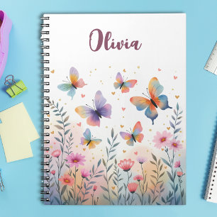 Charming Watercolor Butterfly Meadow Notebook