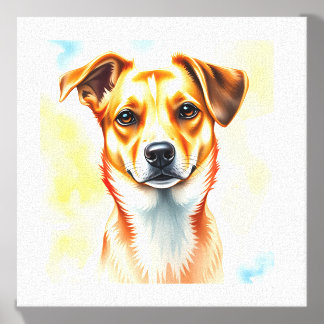 Charming Watercolor Dog Portrait Canvas Photo Tile
