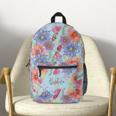 Charming Watercolor Floral Botanical Custom Name 
