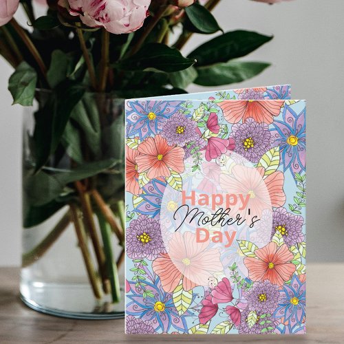 Charming Watercolor Floral Botanical Mothers Day Card