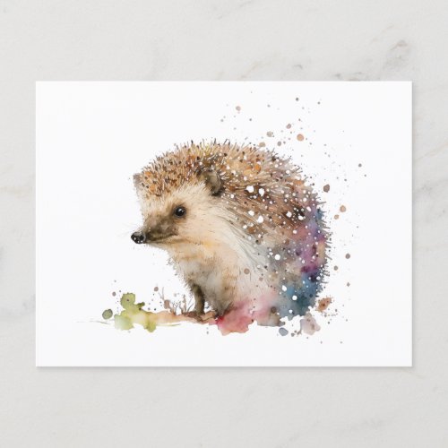 Charming Watercolor Hedgehog with Warm Colors Postcard