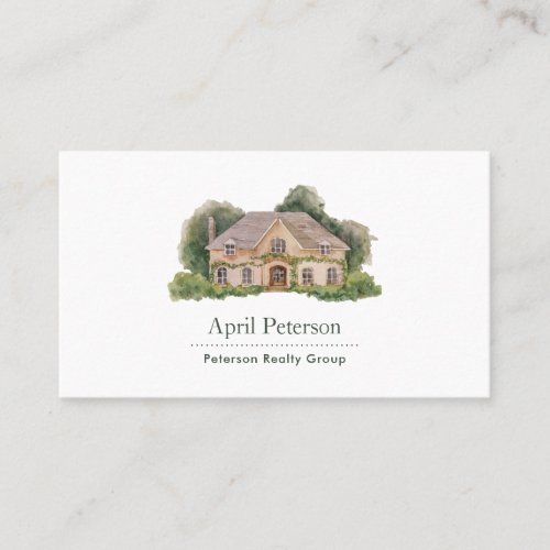 Charming Watercolor House Real Estate Agent Broker Business Card