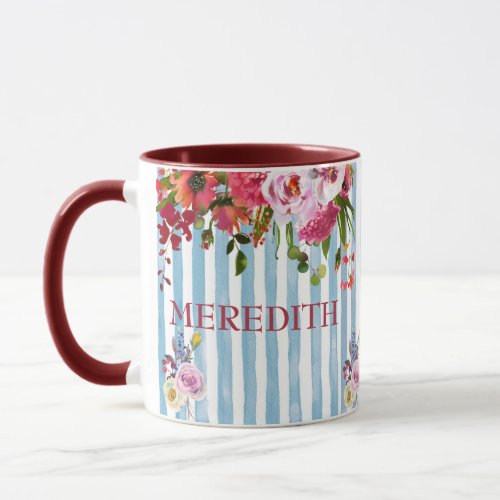 CHARMING WATERCOLOR NAME ELEGANT FLORAL MUG