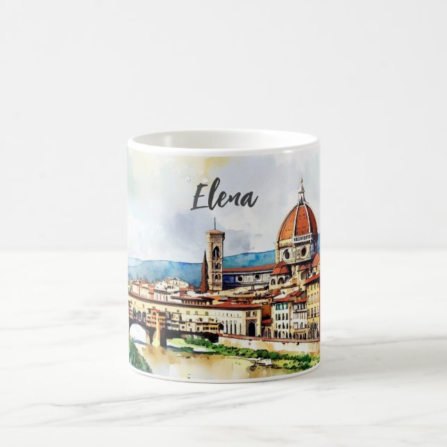 Charming watercolor painting Florence in Italy  Coffee Mug (Center)
