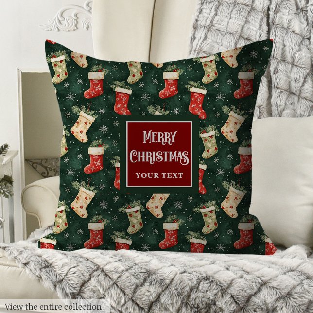 Charming watercolor pillow with red and green (Charming watercolor pillow with red and green)