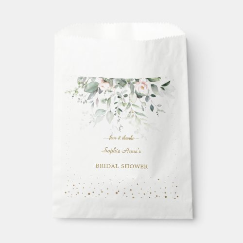 Charming Watercolor Pink Floral Gold Bridal Shower Favor Bag