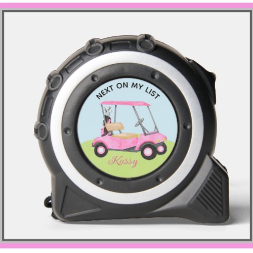  Charming Watercolor Pink Golf Theme Name Tape Measure