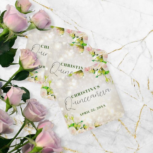 Charming Watercolor Pink Roses Quinceaera Square Paper Coaster