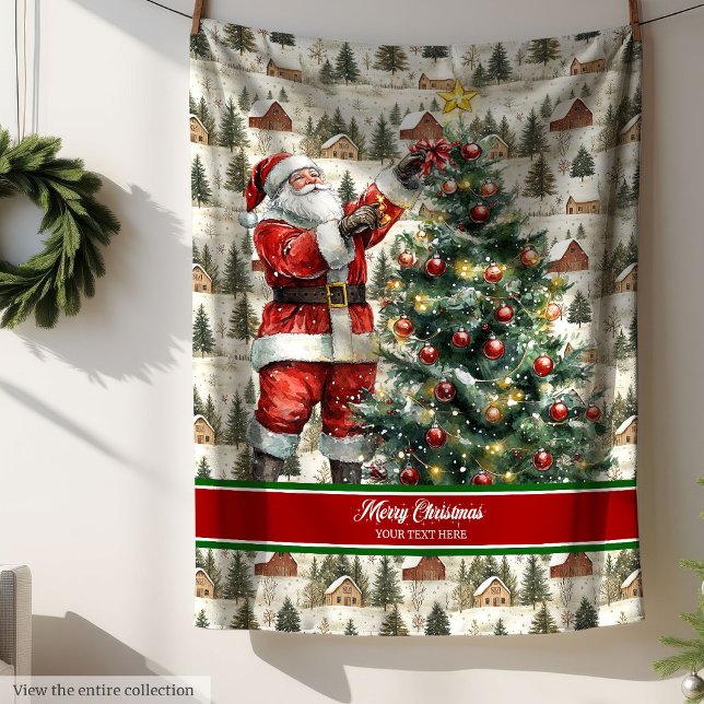 Charming Watercolor Santa Claus Holiday Throw Fleece Blanket (Charming Watercolor Santa Claus Holiday Throw Fleece Blanket)