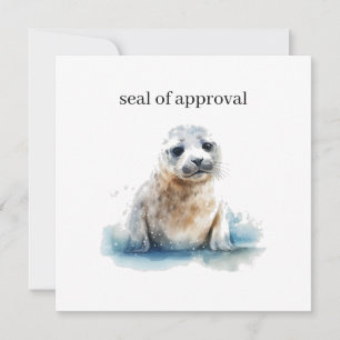  Charming Watercolor Seal Pup, custom Invitation