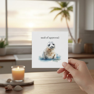  Charming Watercolor Seal Pup, custom Invitation