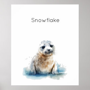 Charming Watercolor Seal Pup, custom Poster
