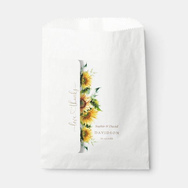 Charming Watercolor Sunflowers Wedding Favor Bag (Front)