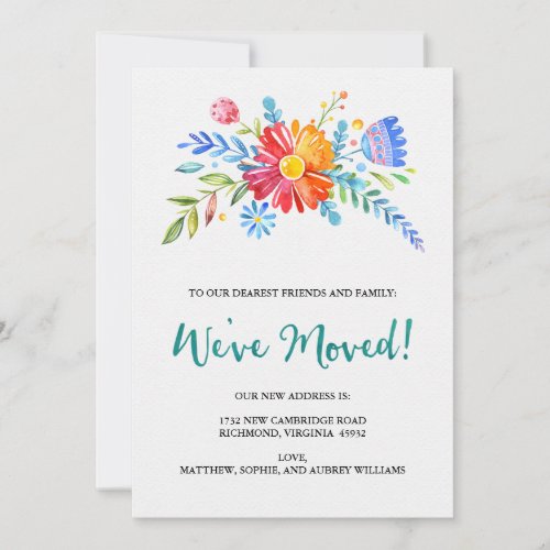 Charming Watercolor Weve Moved Announcement
