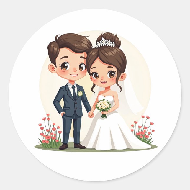 Charming Wedding Couple Stickers  (Front)