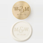 Charming Wedding Monogram and Date Wax Seal Stamp<br><div class="desc">A classic and charming wedding monogram design with the bride and groom's initials. Beneath the monogram is a custom wedding date.</div>