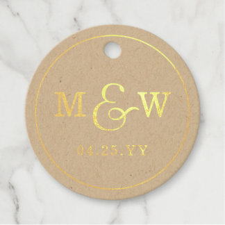 Charming Wedding Monogram Foil Favor Tags